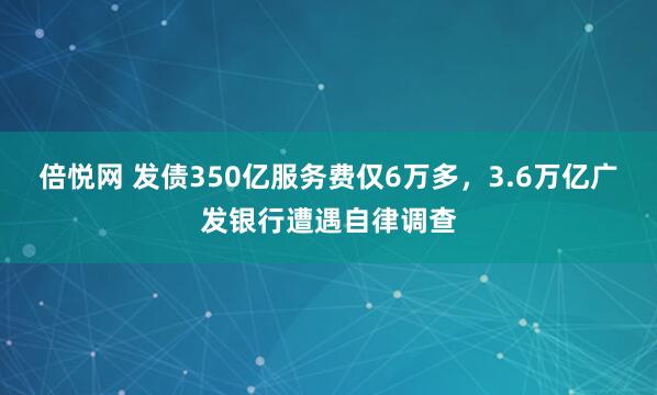 倍悦网 发债350亿服务费仅6万多,3.6万亿广发银行遭遇自律调查